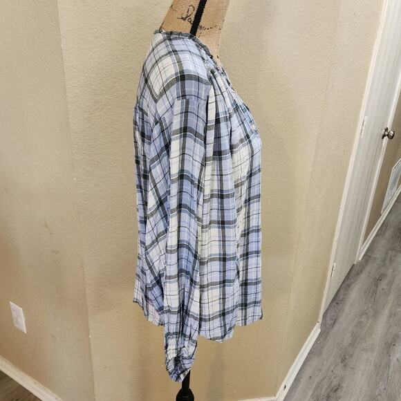 Loft plaid long‎ sleeve prairie button down shirt size large - Picture 3 of 6
